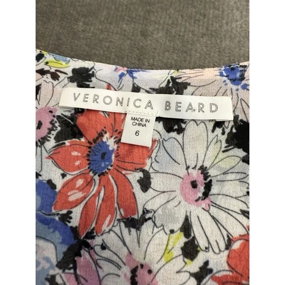 Veronica Beard Dakota Ruched Silk Floral Mini Dress White Multi Sz 6 WornOnTV - Picture 10 of 12